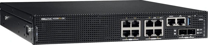 Dell EMC Networking N Series PowerSwitch N3200 Desktop 5G Managed Switch, 8x RJ-45, 2x SFP+, PoE++, Front to Back Airflow