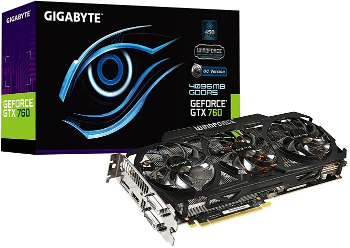 GIGABYTE GeForce GTX 760 Windforce 3X OC Rev. 1.0, 4GB GDDR5, 2x DVI, HDMI, DP