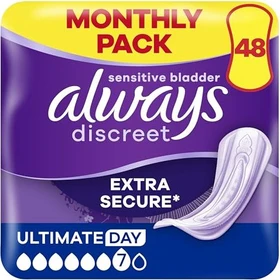 Always Discreet Ultimate Tag Hygieneeinlage, 48 Stück (4x 12 Stück)
