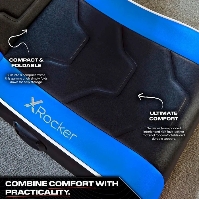 X Rocker Shadow 2.0 Audio Floor Rocker Gaming-Bodensessel für Kinder/Jugendliche, schwarz/blau
