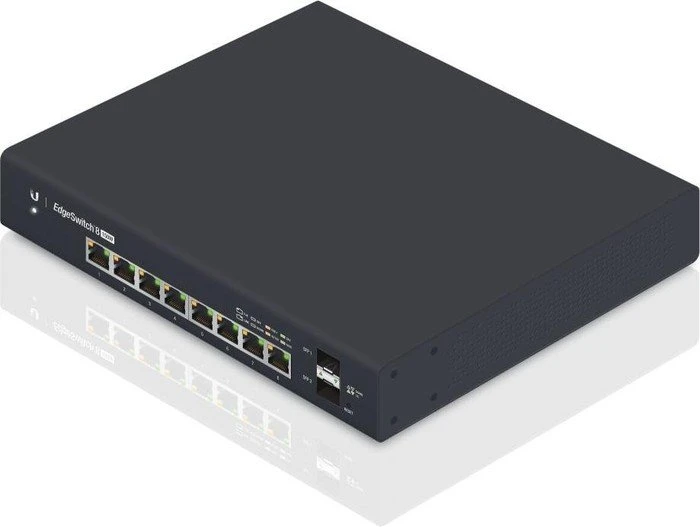 Ubiquiti EdgeSwitch 8 Desktop Gigabit Managed Switch, 8x RJ-45, 2x SFP, 150W PoE+