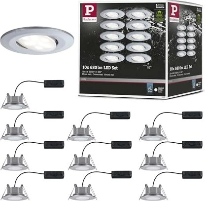 Paulmann LED Calla rund 6W Einbauleuchte chrom matt, 10 Stück
