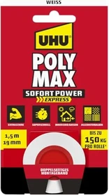 UHU Poly Max Doppelband weiß, Klebeband, 19mm/1.5m, 1 Stück