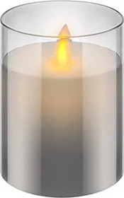Wentronic goobay Echtwachskerzen im Glas 10cm grau LED 1x warmweiß, 1 Stück