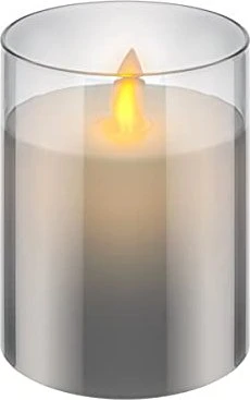Wentronic goobay Echtwachskerzen im Glas 10cm grau LED 1x warmweiß, 1 Stück