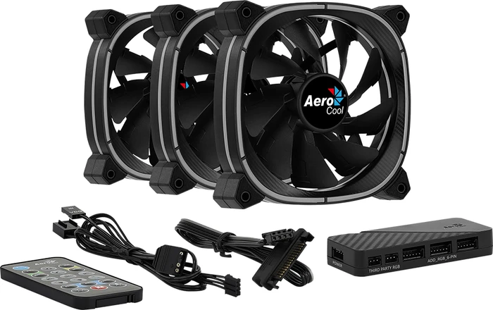 AeroCool Astro 12 Pro ARGB, LED-Steuerung, Fernbedienung, Lüftersteuerung, 120mm, 3er-Pack