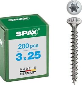 Spax Edelstahl rostfrei A2 4CUT T-STAR plus T10 Universalschraube, 3x25mm, 200 Stück