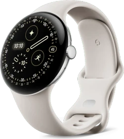 Google Pixel Watch 4 (Wi-Fi) 45mm Polished Silver mit Sportarmband Porcelain