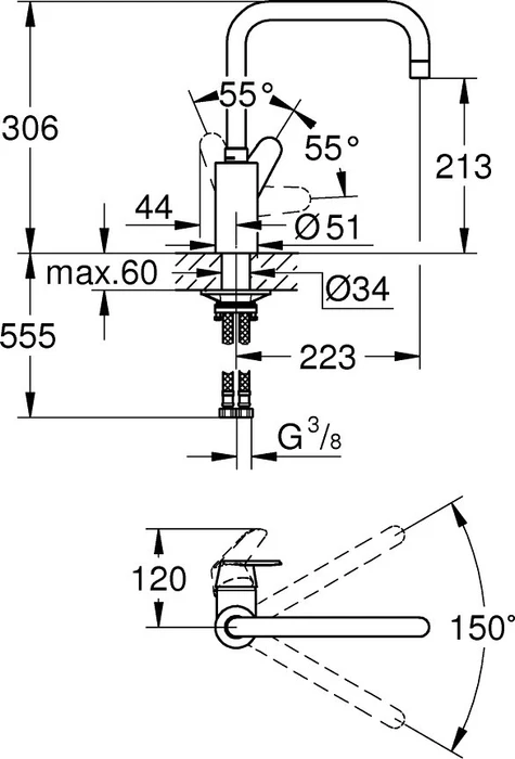 Grohe Eurodisc Einhand-Spültischbatterie DN15 chrom
