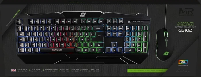 MediaRange GS102 Keyboard and Optical Mouse Gaming Combo Set schwarz, USB, UK