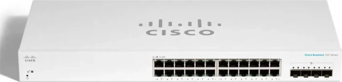 Cisco Business 220 Rackmount Gigabit Smart Switch, 24x RJ-45, 4x SFP+
