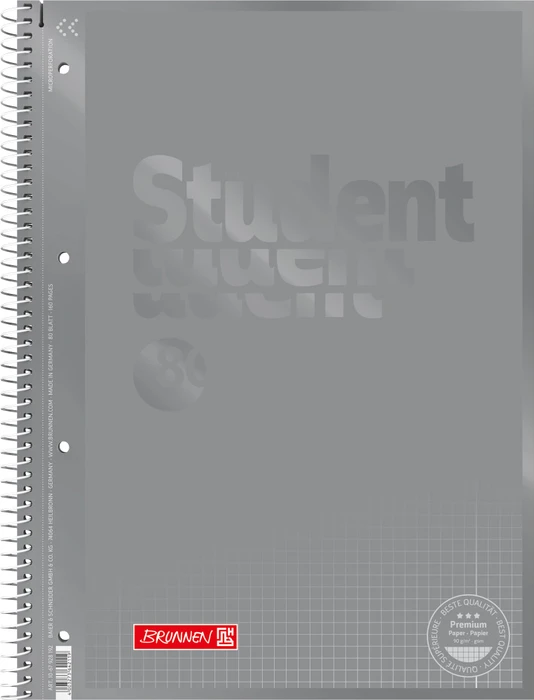 Brunnen Student Colour Code Collegeblock, A4, Lineatur 28, silver, 80 Blatt