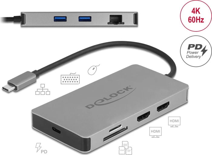DeLOCK USB Type-C Dockingstation 4K - Dual HDMI MST, USB-C 3.1 [Stecker]