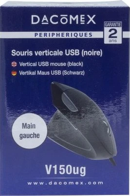 Dacomex V150UG Vertical Mouse, schwarz, Linkshänder, USB