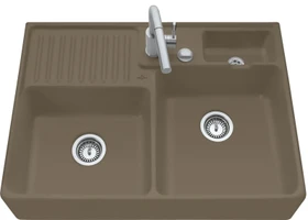 Villeroy & Boch Spülstein Becken rechts mit Ablauffernbedienung timber