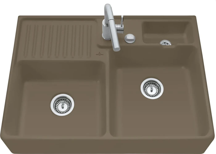 Villeroy & Boch Spülstein Becken rechts mit Ablauffernbedienung timber