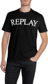 Replay Logo-Fotoprint T-Shirt kurzarm schwarz (Herren)