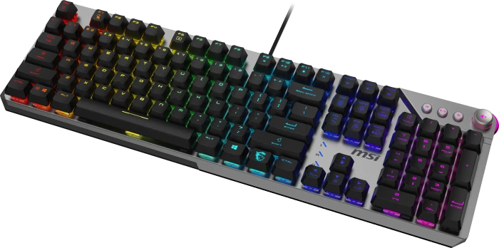 MSI STRIKE 600 Silent Gaming Keyboard, LEDs RGB, Kailh Midnight Pro Silent Tactile, USB, FR