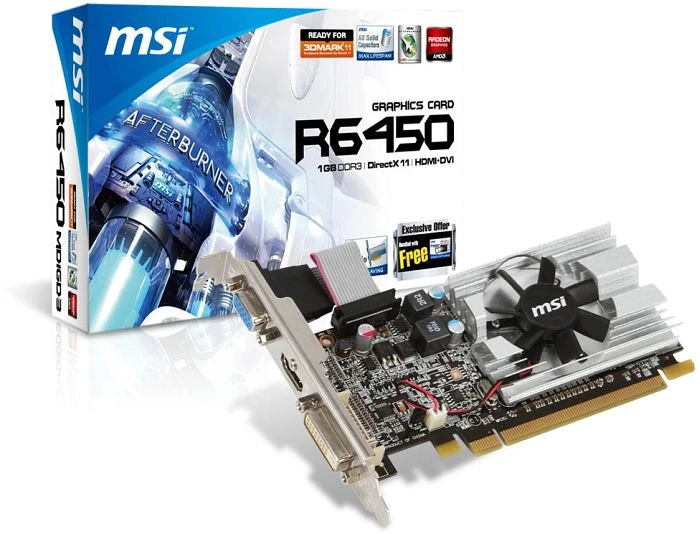 MSI Radeon HD 6450, R6450-MD1GD3/LP, 1GB DDR3, VGA, DVI, HDMI