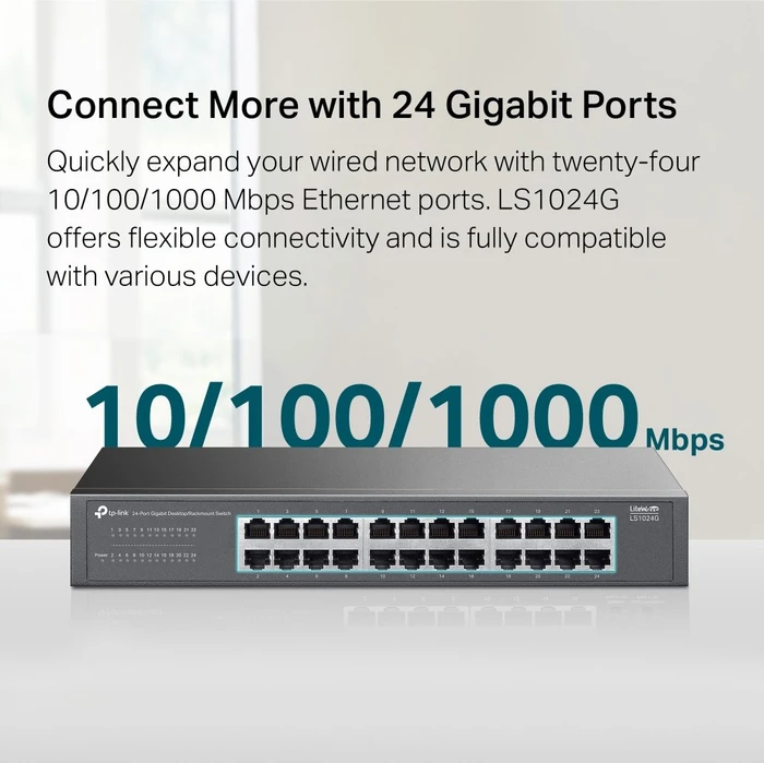 TP-Link LS100 LiteWave Desktop Gigabit Switch, 24x RJ-45