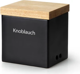 Continenta Vorratsdose mit Holzdeckel Knoblauch matt schwarz