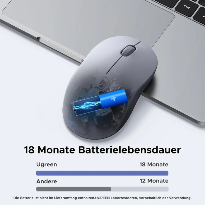 Ugreen M331 Wireless Multi-Mode Mouse, grau/schwarz, USB/Bluetooth