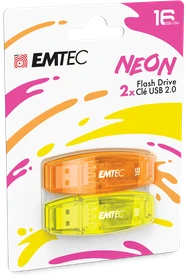 Emtec C410 Neon 16GB, USB-A, USB 2.0, 2er-Pack