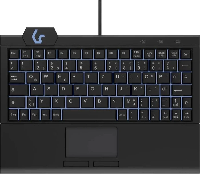 KeySonic KSK-3210ELU Super-Mini-USB Tastatur, schwarz, LEDs weiß, USB, UK