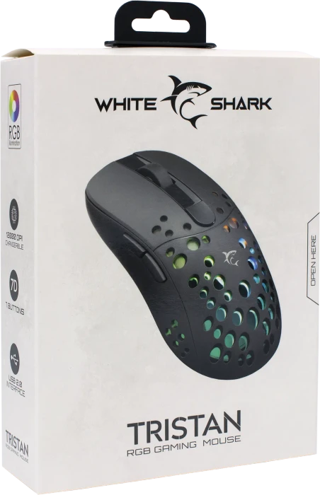 White Shark Tristan Gaming Mouse, schwarz, USB
