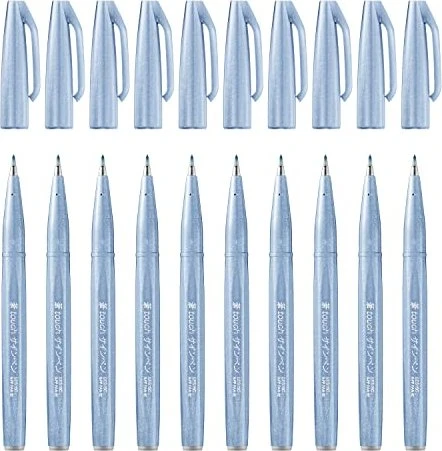 Pentel Brush Sign Pen SES15C blaugrau, 10er-Pack