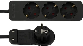 REV Ritter Steckdosenleiste mit REV-Flachstecker, 3-fach, 2m, schwarz