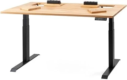 ErgoHide EH003 elektrisch höhenverstellbarer Sitz-Steh-Schreibtisch mit erweitertem Kabelfach 180x80cm Eiche/schwarz