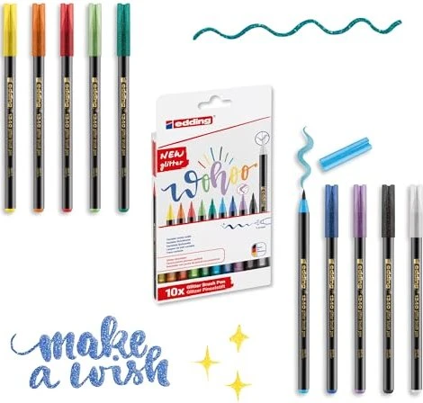 edding 1340 Pinselstift glitter 10 Farben, 10er-Set
