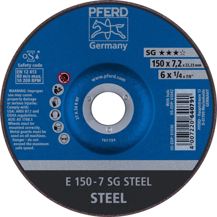 Pferd E 150-7 SG STEEL Schleifscheibe, 150x7.2x22.23mm, 10 Stück
