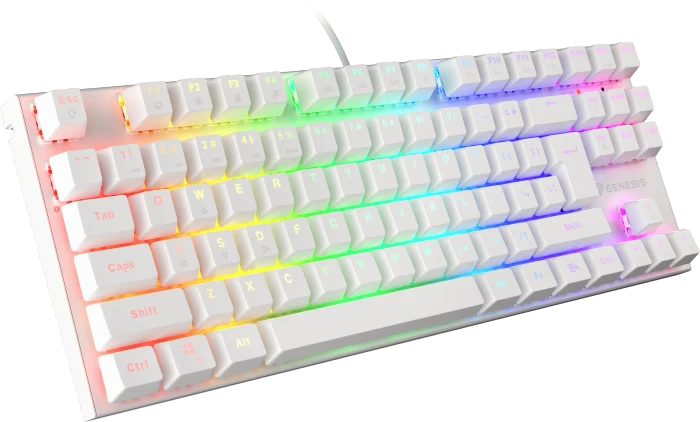 Genesis Thor 303 TKL silent, weiß, LEDs RGB, hot-swap, Gaote Outemu SILENT PEACH, USB, US