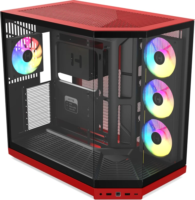Hyte Y50 Black Cherry, rot/schwarz, Glasfenster