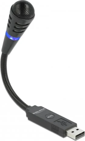 DeLOCK USB Mikrofon mit Schwanenhals und Mute Button