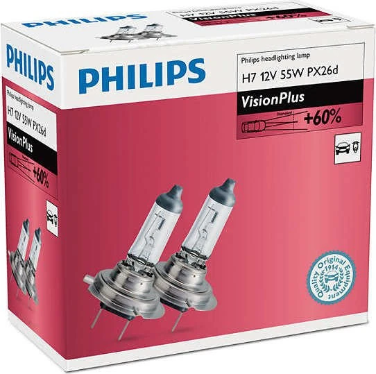 Philips VisionPlus H7 55W, 2er-Pack Faltschachtel (12972VPC2) – Bild 2 von 2