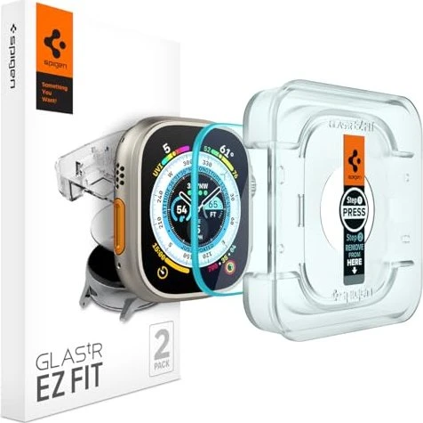 Spigen GLAS.tR EZ Fit Screen Protector für Apple Watch (49mm), 2er-Pack