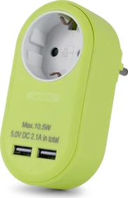 Entac Steckdosenadapter mit 2x USB-A, 1-fach, Lime