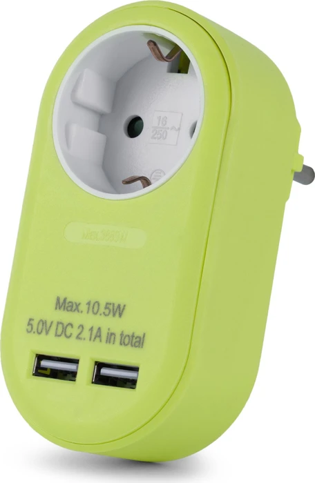 Entac Steckdosenadapter mit 2x USB-A, 1-fach