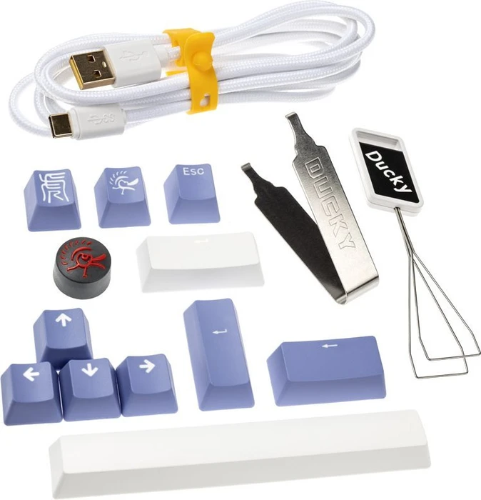 Ducky One 3 TKL PBT, LEDs RGB, Pure White, MX SPEED RGB Silver, USB, US