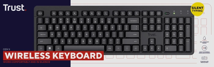 Trust Ody II Silent Wireless Keyboard, schwarz, USB, ES
