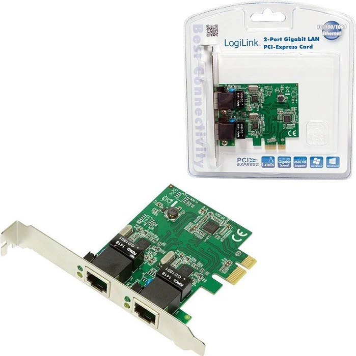 LogiLink LAN-Adapter, 2x RJ-45, PCIe 2.0 x1