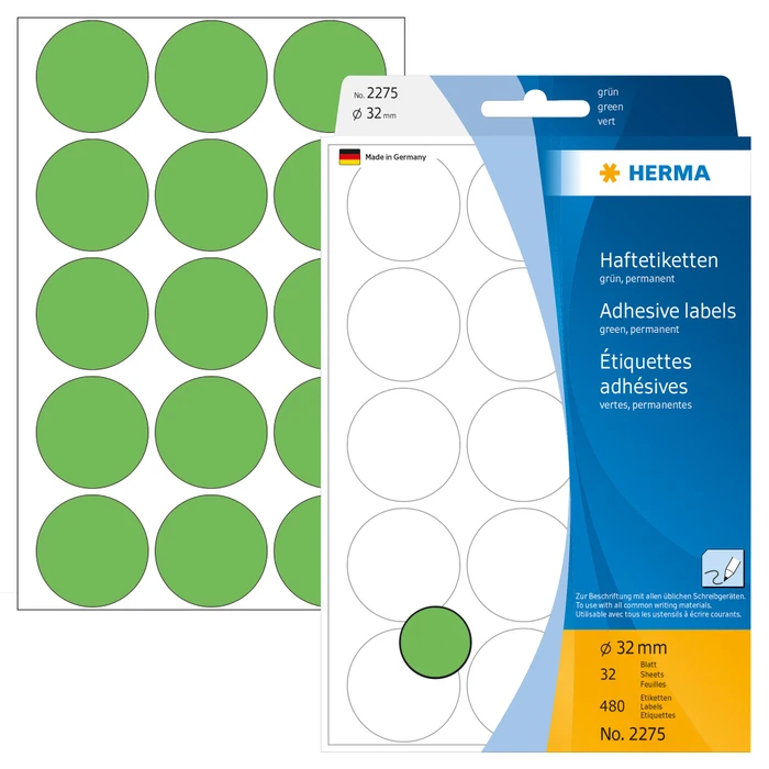 Herma Markierungspunkte 32mm grün, 32 Blatt