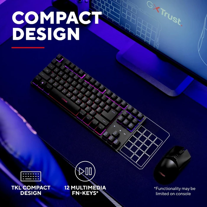 Trust Gaming GXT 1831 Dothix Wireless TKL, schwarz, LEDs RGB, USB, UK
