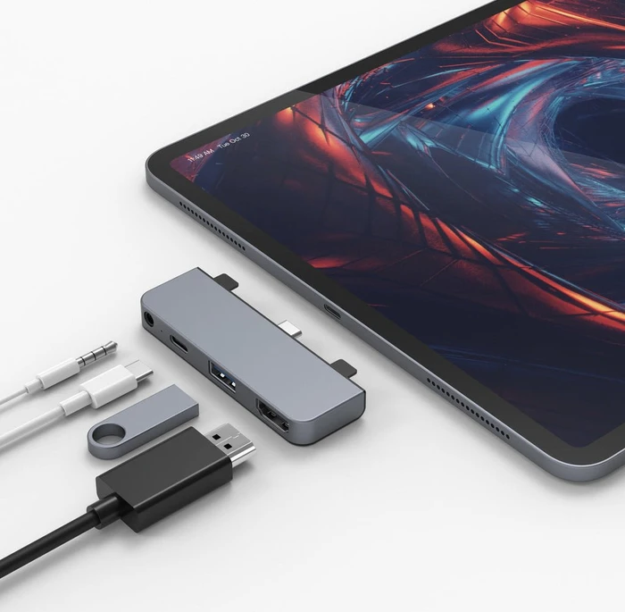Targus HyperDrive 4-in-1 USB-C Hub für iPad Pro/Air, grau, USB-C 3.0 [Stecker]