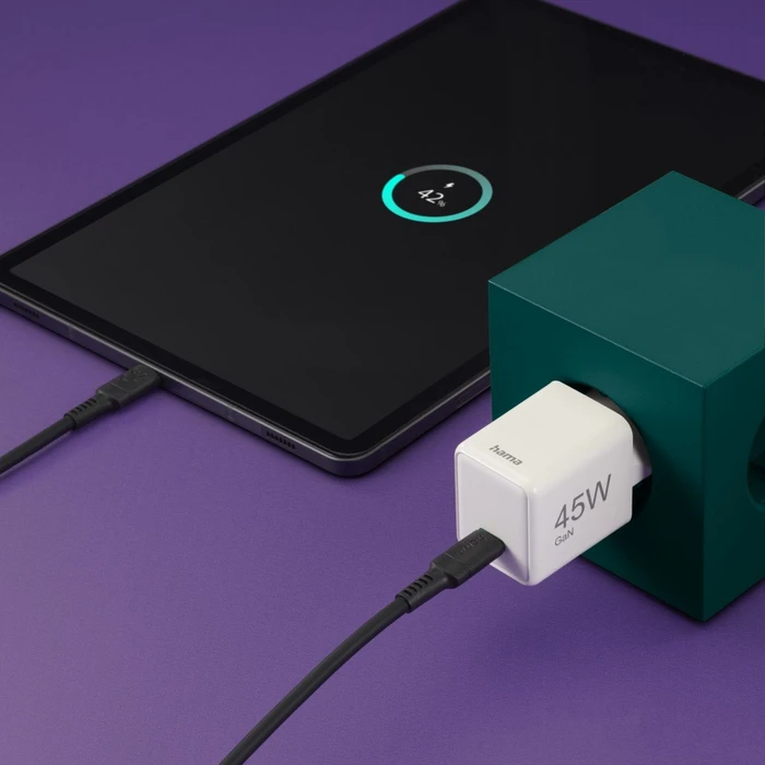 Hama GaN Schnellladegerät Super-Mini, USB-C, 1x USB-C, 45W, weiß