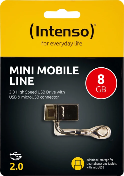 Intenso Mini Mobile Line 8GB, USB-A + USB Micro-B, USB 2.0