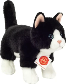 Teddy Hermann Katze stehend 20cm schwarz/weiß